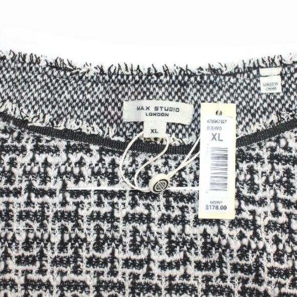 Max Studio Back Cream Tweed Raw Edging Extended Cap Sleeve Shell, Size X… - Picture 4 of 6